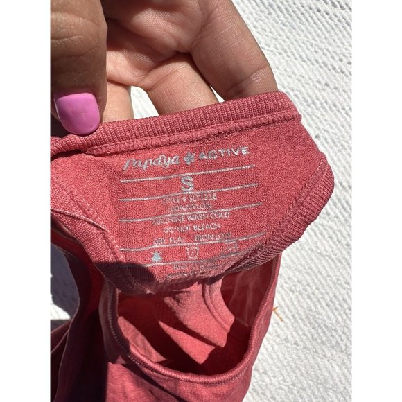 Papaya Active Tank Top Womens Small Pink Crop Racerback Crew back Activewear - Picture 6 of 8